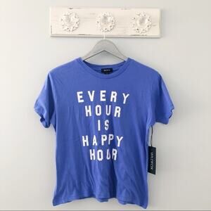 Wildfox Every Hour is Happy Hour Keke Tee Blue NEW